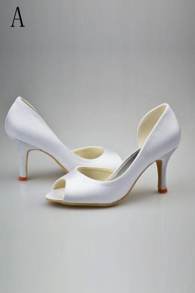 Свадьба - Elegant Simple White Peep Toe Beautiful Women Shoes For Wedding S60
