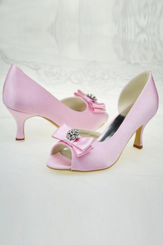 زفاف - Elegant Pink Peep Toe Wedding Shoes Bridesmaid Shoes S57