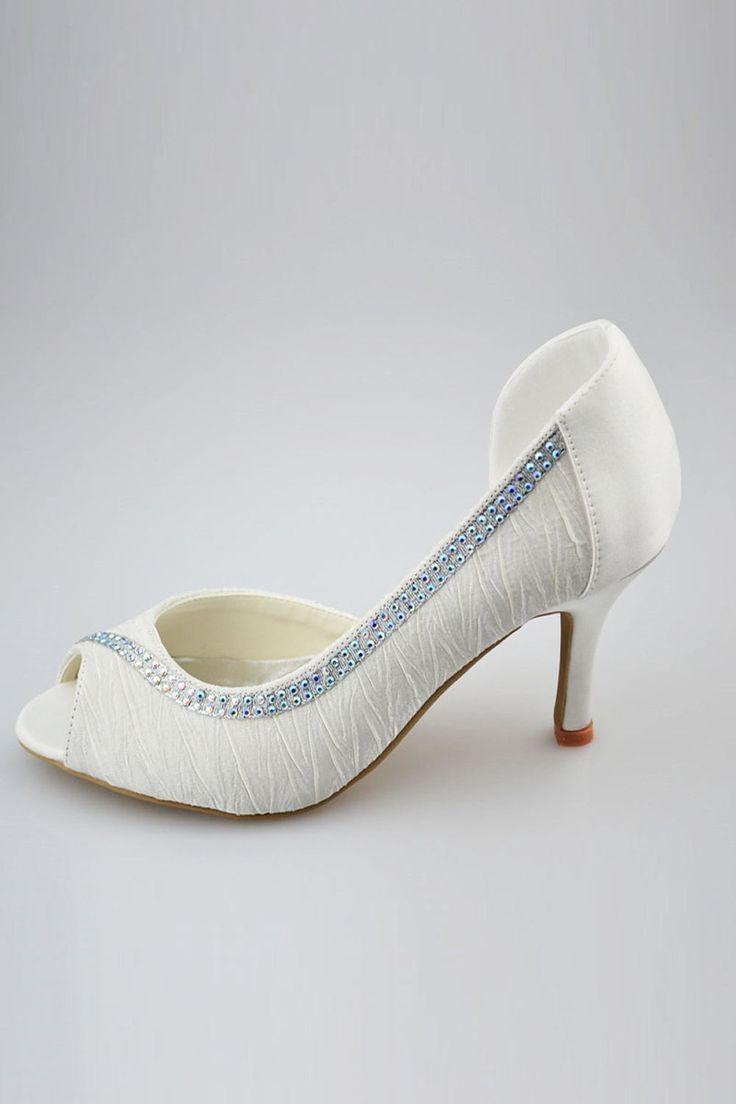 Hochzeit - Pretty Ivory Beading Handmade Peep Toe Women Shoes For Wedding S54