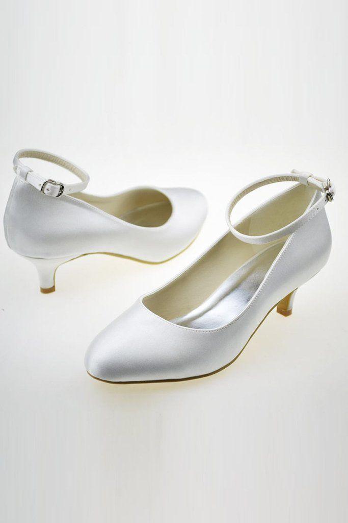 Свадьба - Elegant Low Heel Ankle Strap Simple Handmade Wedding Shoes S50