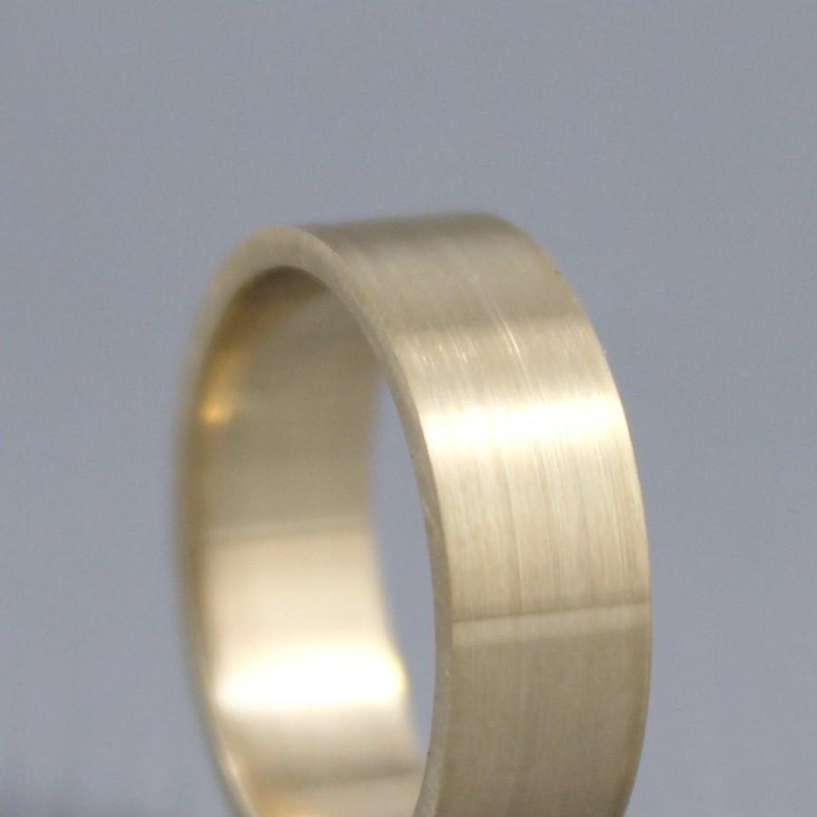 Wedding - 6mm 14K Yellow Gold Wedding Band - Unisex - Matte Finish or Polished Finish - Commitment Rings - Classic Wedding Band - Mens Wedding Ring