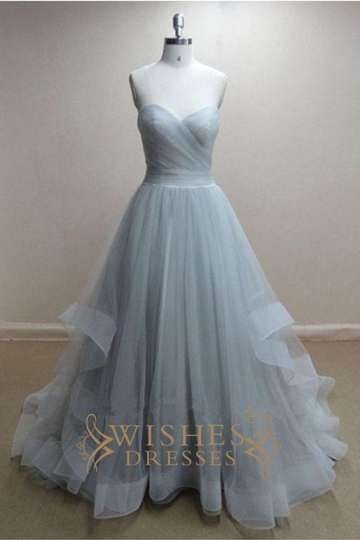 Hochzeit - A-line Sky Blue Organza Long Prom Dress /Wedding Dress AM300