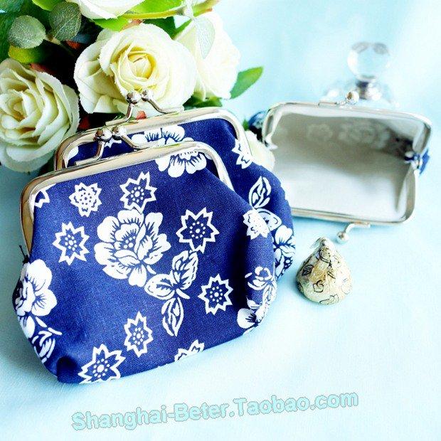 Wedding - Cherry Blossom White And Cobalt Blue Coin Purse BETER-HH066