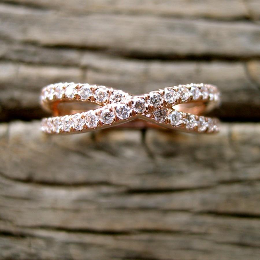 زفاف - Infinity Symbol Sign Wedding Ring in 14K Rose Gold with Diamonds Size 6