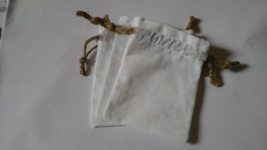 Hochzeit - 100 White Cotton bags 3" x 4" for candles handmade soap wedding packaging
