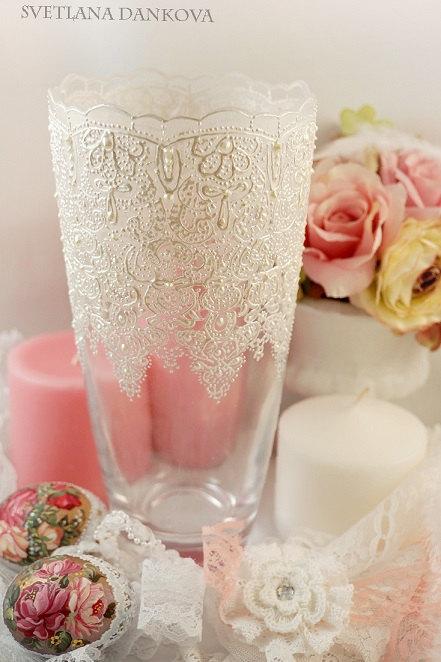 زفاف - Wedding Vase, Candle Holder, Baby Shower, Wedding Decoration, Ceremony Candles, 9"