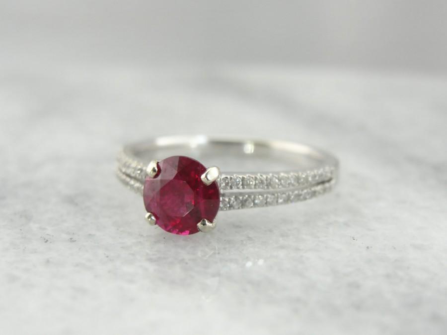 Свадьба - Stunning Ruby and Pave Diamond Double Row Amazing Engagement Ring 999FJ5-D