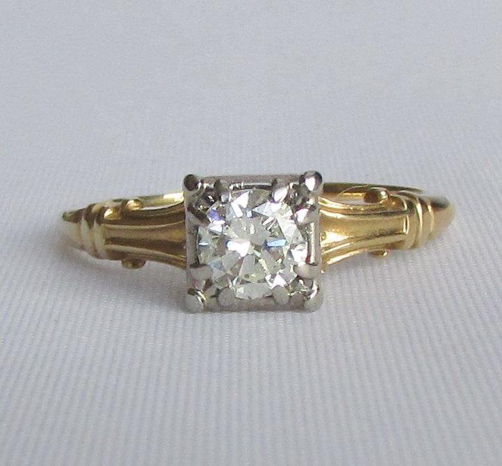 زفاف - LAYAWAY Pymt 8 for Laura V. Only! Vintage Two Tone Diamond Ring! Finely Crafted by Designer JABEL - GIA Appraisal 1.330 usd Included!