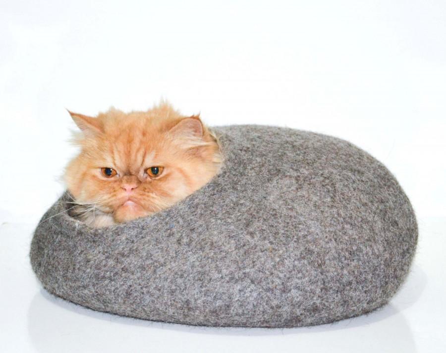 Mariage - Cat cave / Pet bed  Cat bed Cat house Cats cave pets dog house Natural  Grey