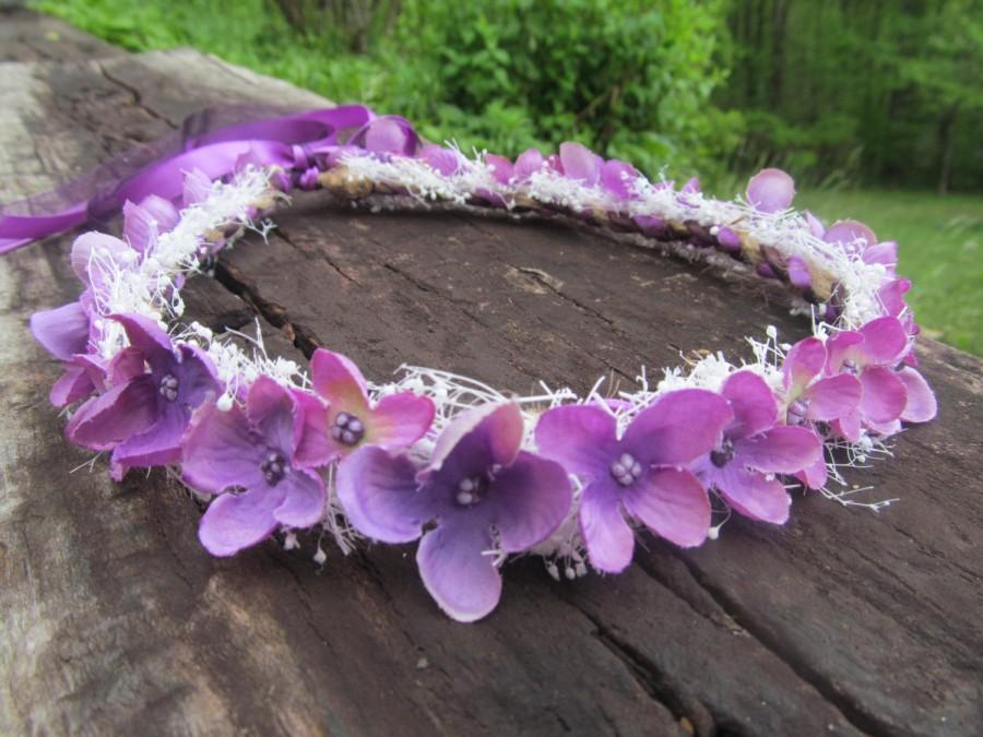 زفاف - lilac flower crown, purple flower Headband, lilac weding, bridal headpiece, purple flower, flower girl, bridesmaid, bridal, baby's breath