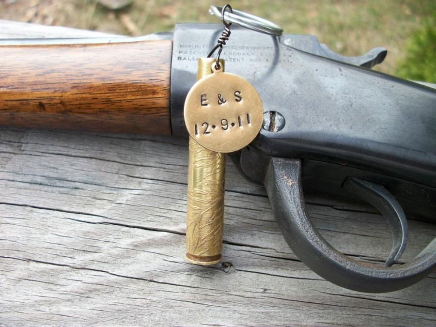 زفاف - Etched Repurposed Brass Bullet Casing Keychain - For Him Or Her - Personalized With Initials And/Or Date - Father's Day Gift