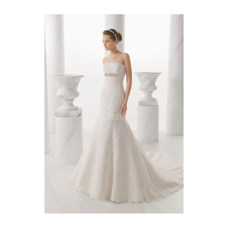زفاف - Mermaid Strapless Lace Floor Length Chapel Train Wedding Dress With Beading - Compelling Wedding Dresses