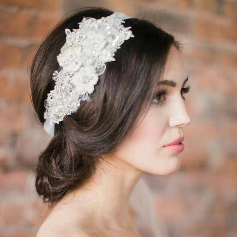 Hochzeit - Antique Lace "Something Old Hair Sash" -- Vintage Wedding Headpiece, lace headpiece, classic bride, vintage bride, romantic, lace hair sash