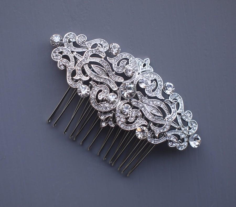 Mariage - Vintage Silver Wedding Comb, 1920s Bridal Hair Comb, Vintage Hair Comb, Bridal Hair Comb, Vintage Wedding Hair Comb, Wedding Head piece