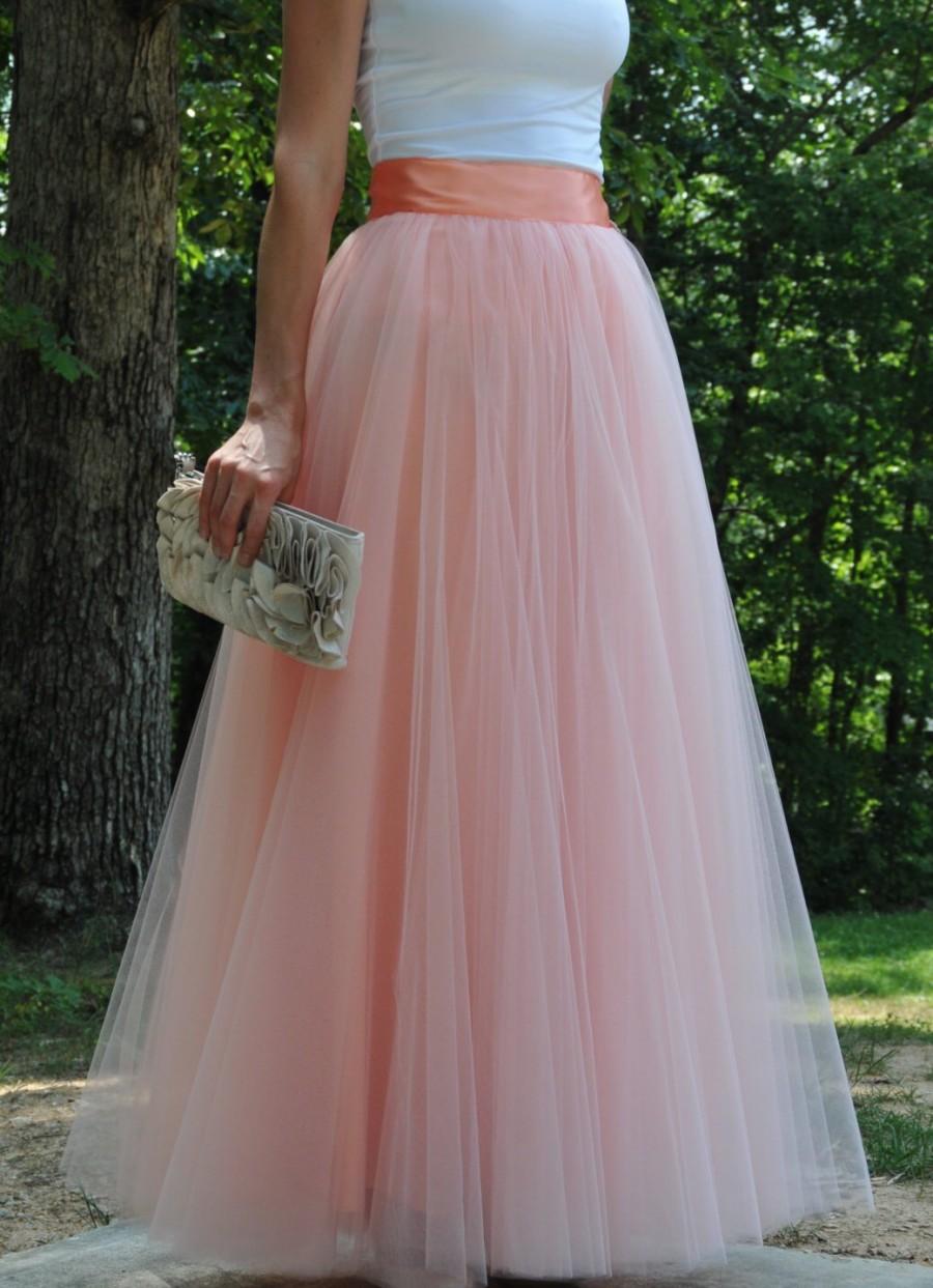 Mariage - Peach color Floor Length Tulle Skirt,Wedding dress,Premium Quality Tulle,Soft Tulle skirt,Adult tulle skirt,custom made,