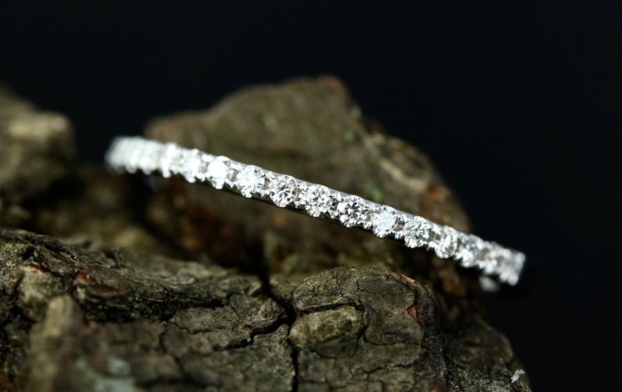 Mariage - 0.15 Carats Diamond 14k White Gold Half Diamond Eternity Matching Wedding Band Promise Ring (Bridal Wedding Set Available)