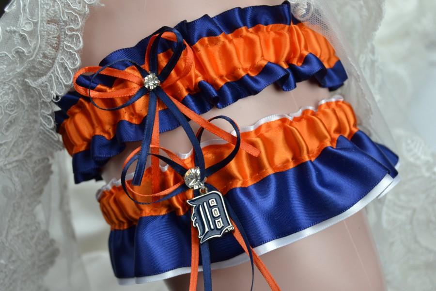 Mariage - Wedding Sport Garter Detroit Tigers Theme- Wedding Garter -Bridal Garter- Sport Garter