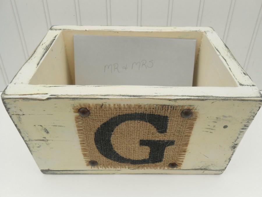 Mariage - Wedding Card Box, Reception decor for Mr and Mrs cards, burlap wooden centerpiece