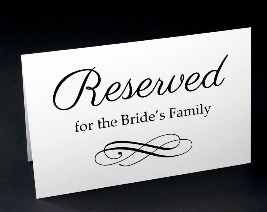 Mariage - Reserved Signs for Wedding - Reserved Table Sign - Wedding Reception Signs - Table Card - Tent Card - Custom Printed Signage - 5.5 by 8.5 in