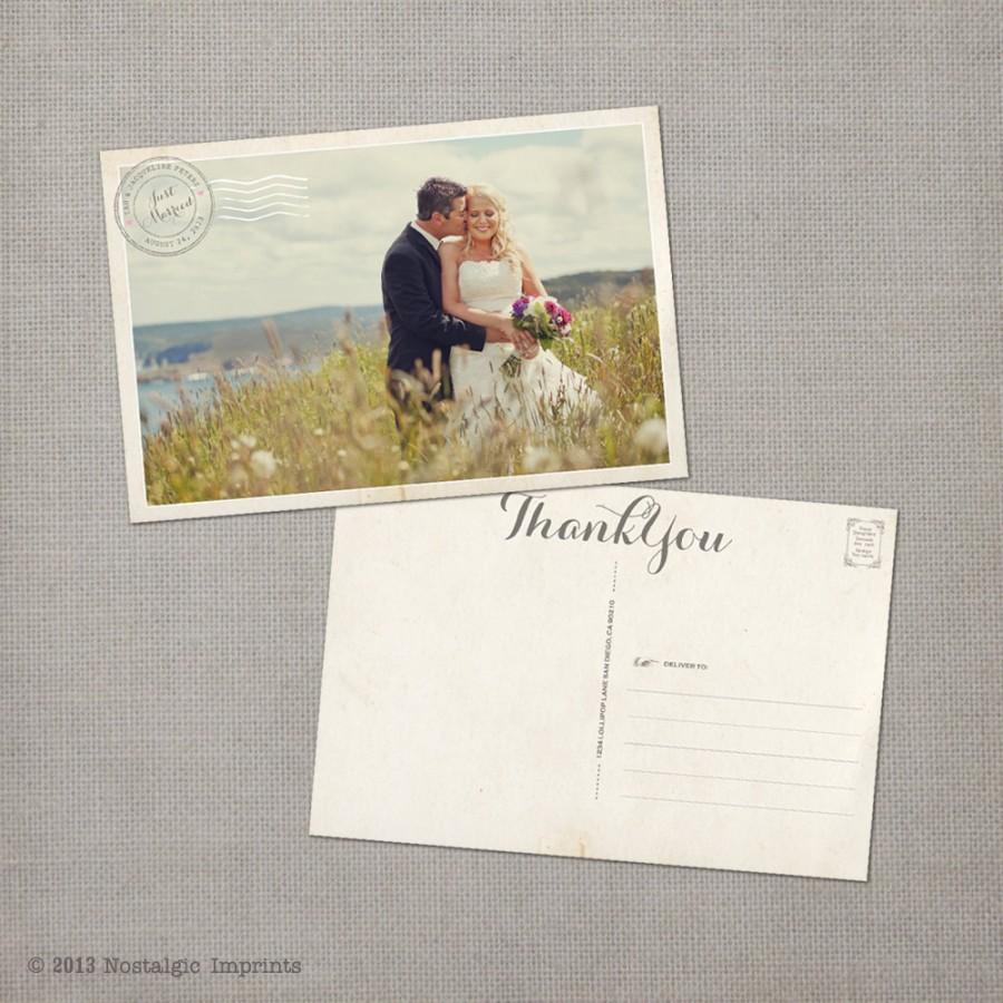 زفاف - Vintage Wedding Thank You Postcard - the "Jacqueline"
