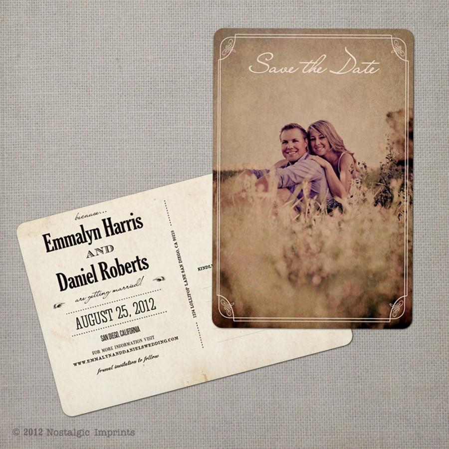 Свадьба - Photo Save the Date / Vintage Save the Date / Save the date postcard / Save the dates / Save the date cards - the "Emmalyn"