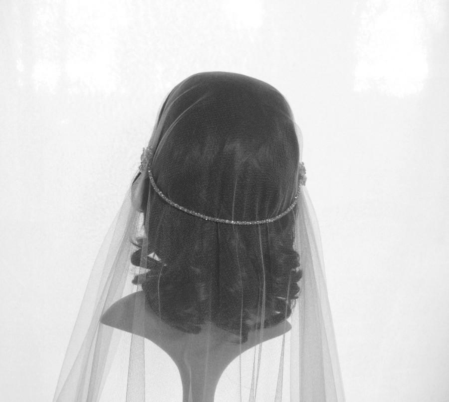 Mariage - Vintage style wedding cap veil with Swarovski rondelle trim - Eloise