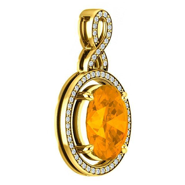 Mariage - 11x9mm 3 Carat Citrine & Diamond 18k Yellow Gold Necklace, Anniversary Gifts, Cyber Monday 2016 Black Friday Jewelry Stores Near Me, Christmas Gifts for Women