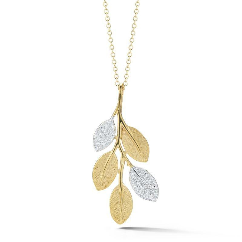Hochzeit - Diamond Pave Leaf & Branch Pendant Necklace 14k, Cyber Monday Black Friday 2016 Gifts, Jewelry Stores