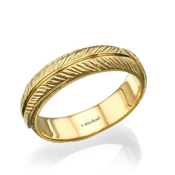 Wedding - Wedding Ring, Wedding Band, Leaf gold Ring, Rose Gold Ring, 14k Yellow Gold Ring, Band Ring, Men Ring, Woman Ring, 14k White Gold Ring, 18K