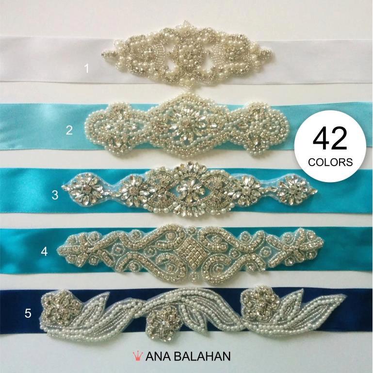 Hochzeit - Rhinestone belt, Flower girl sash, Satin sash, Maternity sash, Bridesmaid belt, Wedding sash, 42 beautiful colors