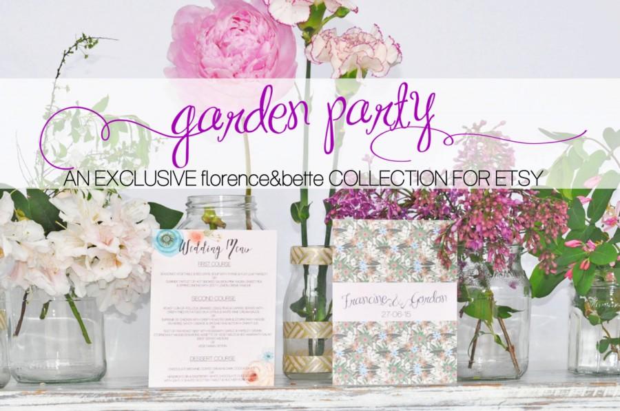 زفاف - Garden party collection 2015 "FRANCINE" ; wedding stationery design in digital or printed. Rustic, vintage, lace, floral, shabby chic style