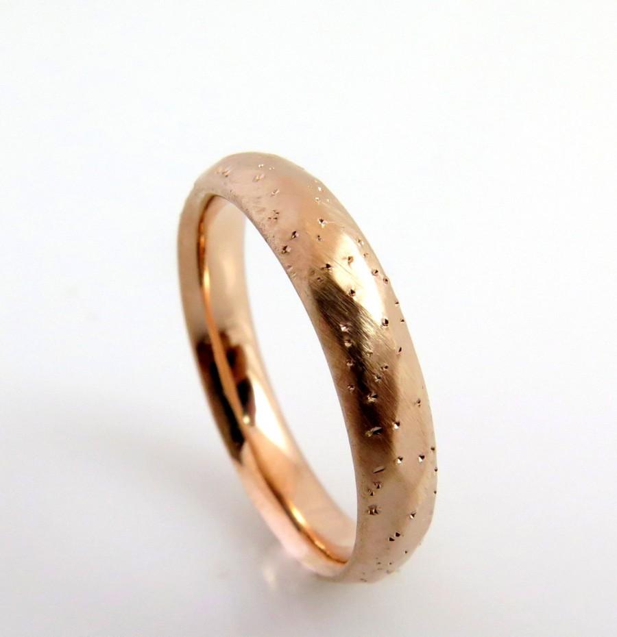 زفاف - 14K Gold Wedding band, Rose gold ring, Wedding band gold, Rough Ring, Rustic Ring, Hammered gold ring, Textured Gold Ring, Matte gold ring
