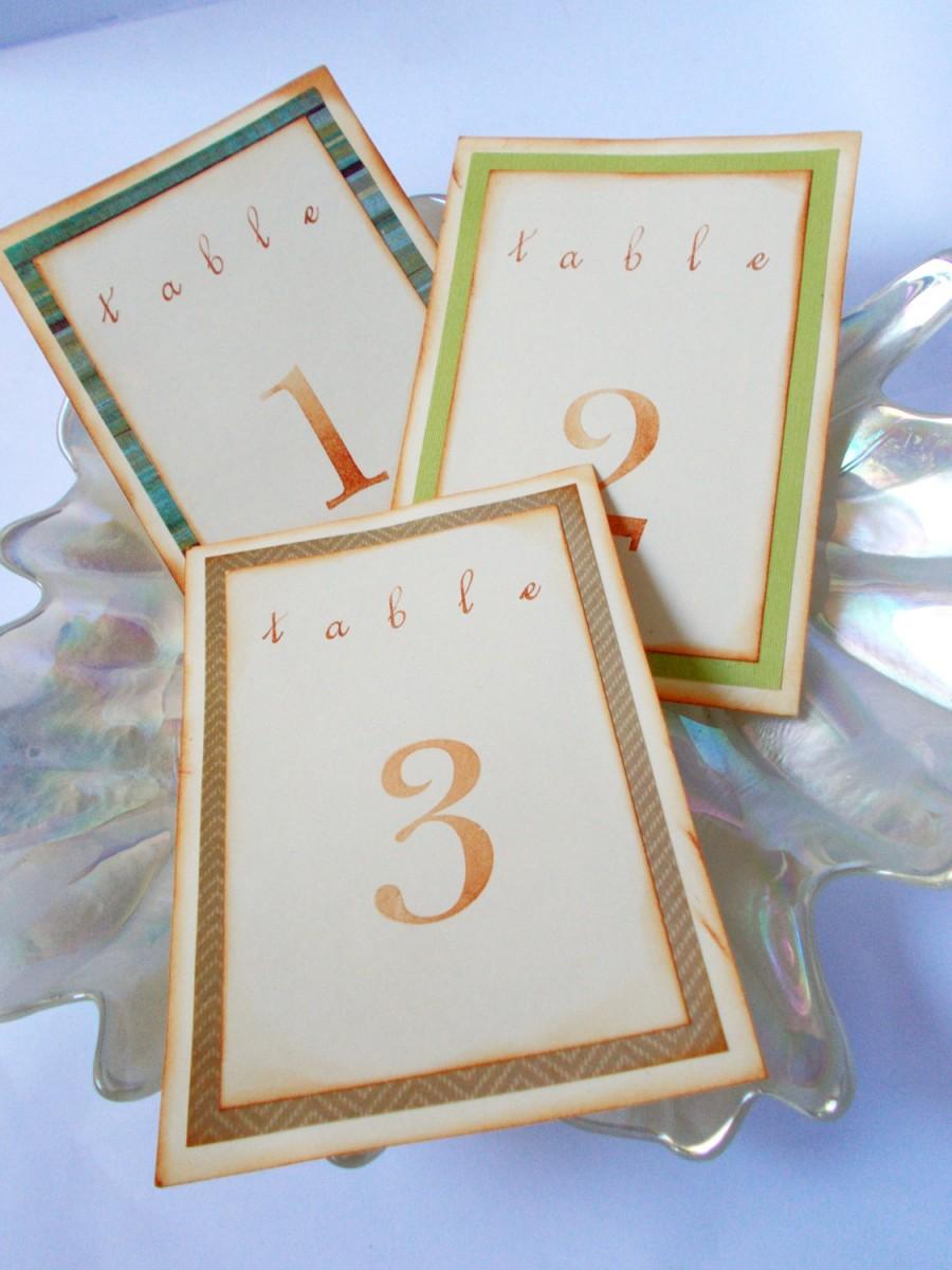 Hochzeit - Shabby Chic Blue Vintage Table Numbers - (Sample No. 034)