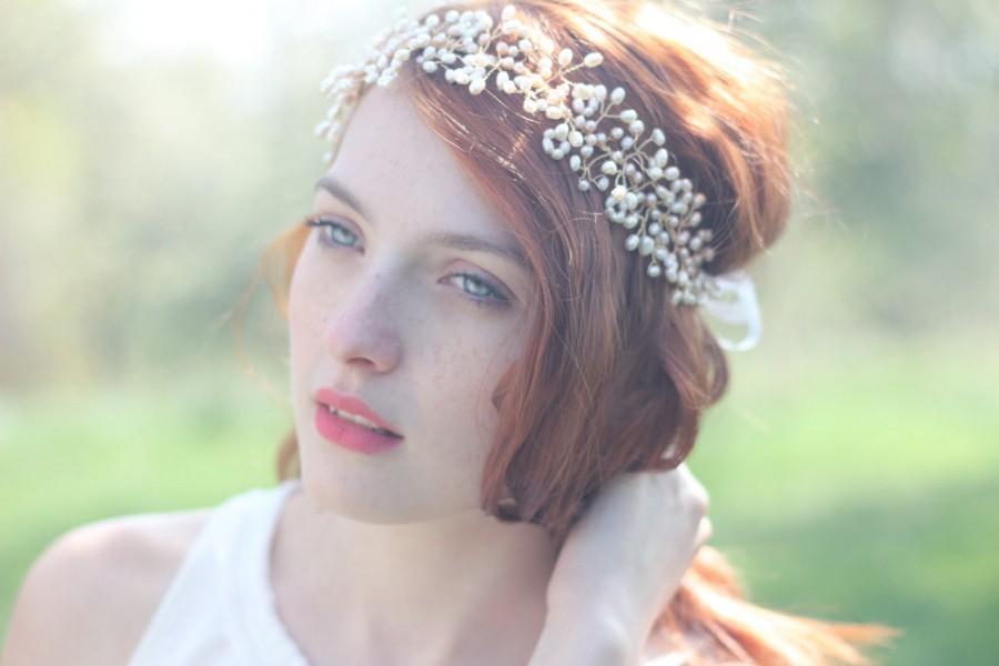 Mariage - Pearl Wreath - Bridal Headband - Pearl Hair Vine - Pearl Headband - Bridal Pearl Headpiece - Wedding Headpiece - Fresh Water Pearl Headband