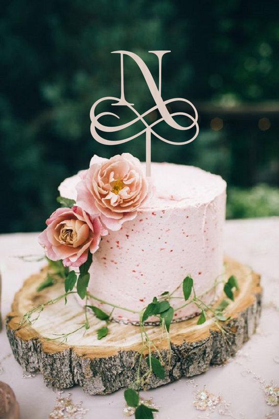 Hochzeit - Wedding Cake Topper Monogram Initials Wedding Cake Topper Personalized Wedding Cake Topper Wood Cake Topper