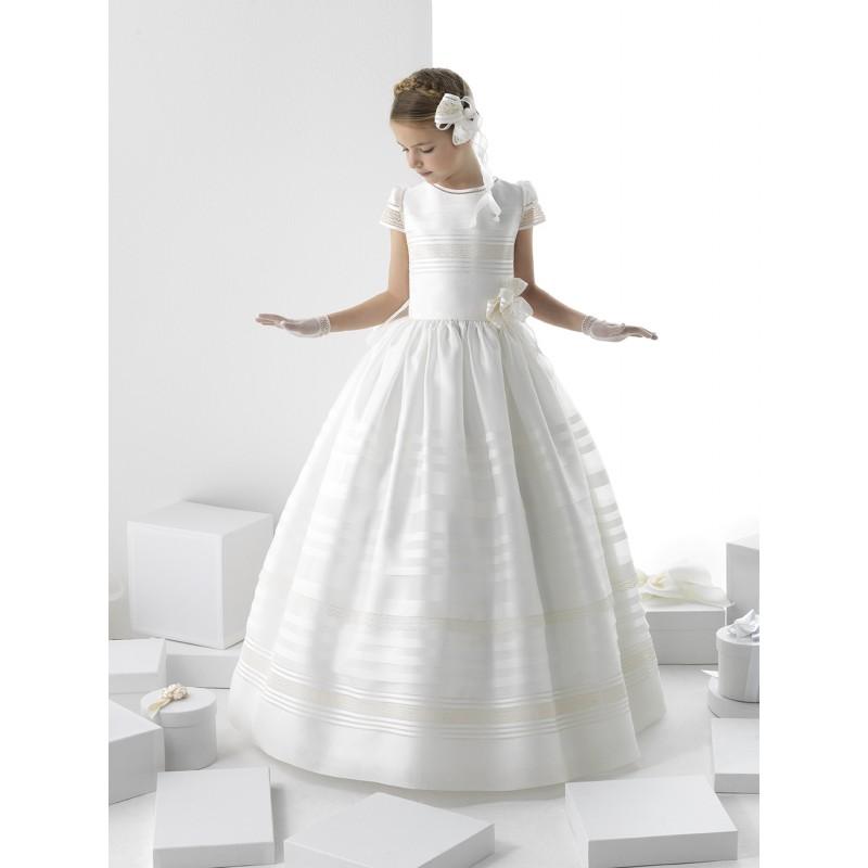 زفاف - Nectarean Ball Gown Short Sleeve Hand Made Flowers Floor-length Communion Dresses - Dressesular.com