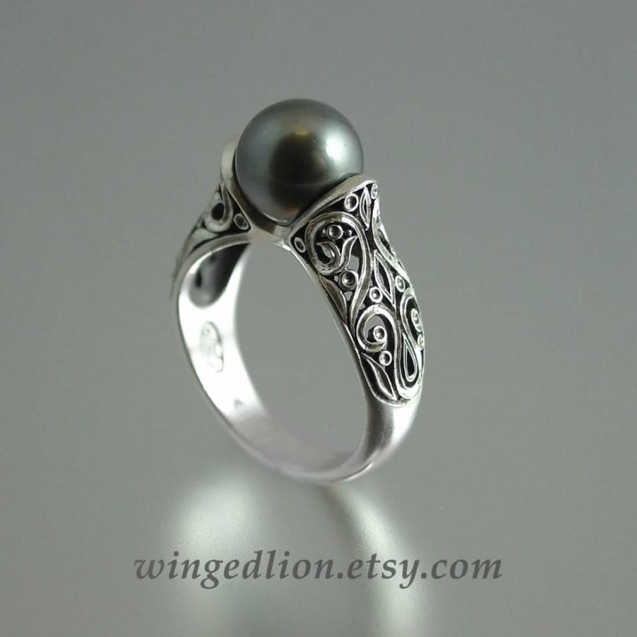 Mariage - The ENCHANTED Tahitian Pearl 14K white gold ring