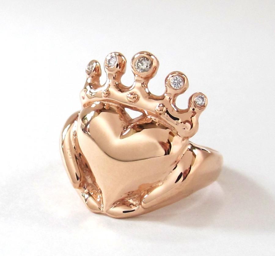 Свадьба - Solid Gold or Platinum Claddagh Ring - Handmade Irish Jewelry - White Yellow Rose Gold or Platinum, Choose size, Gifts, Rickson Jewellery 70