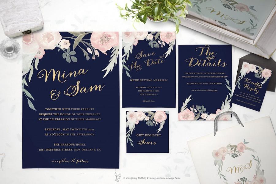 Свадьба - Printable Wedding Invitation Suite - Customizable Wedding Invites - DIY Wedding Invitation Set
