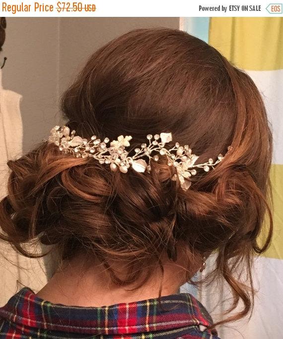 Свадьба - Sale 15% Off Wedding Hair Vine, Gold Bridal Head Piece, Silver Bridal Hair Accessory, Hair Vine