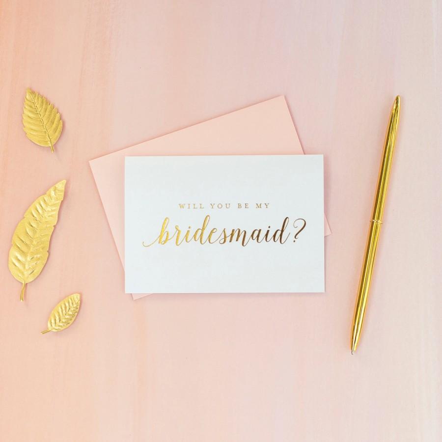 Hochzeit - Gold Foil Will You Be My Bridesmaid card bridesmaid proposal bridal party gift bridesmaid gift wedding party card gold bridesmaid invitation