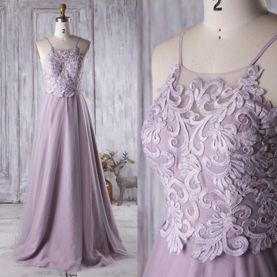 Свадьба - 2016 Light Purple Bridesmaid Dress Long, Spaghetti Straps Wedding Dress, A Line Prom Dress, Backless Evening Gown Floor Length (CS008)