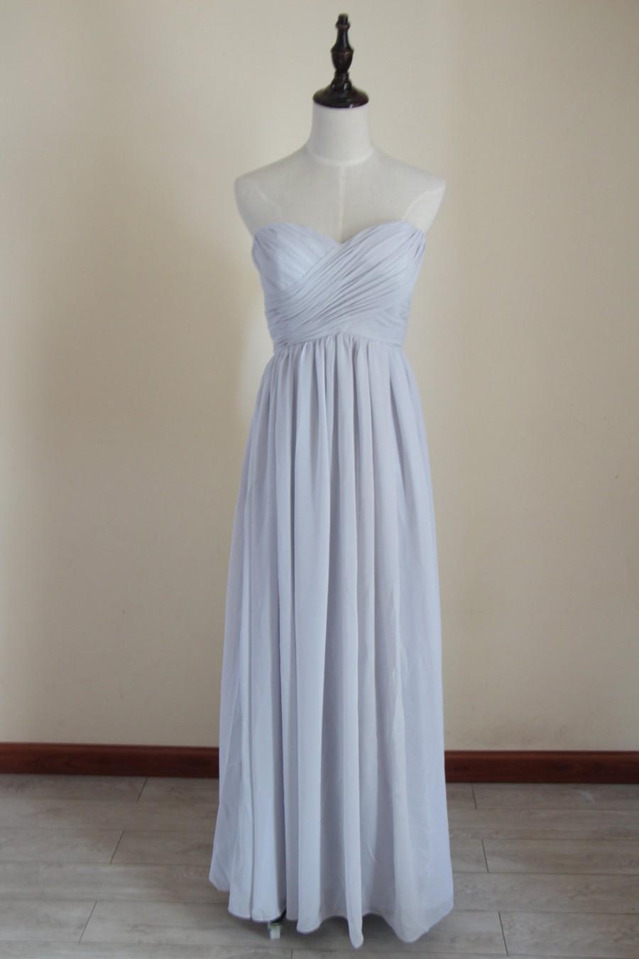 Mariage - Light Gray Bridesmaid Dress Long Chiffon Light Grey Floor-length Strapless Bridesmaid Dress-Custom Dress