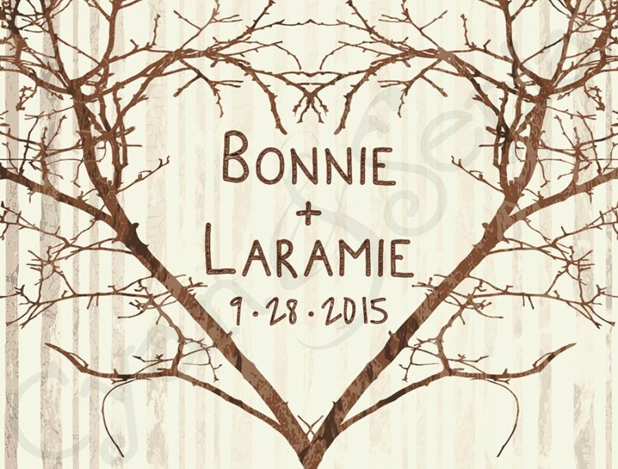 Mariage - Branch Heart - Wedding Save the Date Design - 4x5 Postcard - Vintage Rustic Nature Woodland Tree Twigs - Brown Tan Sepia Ivory Cream