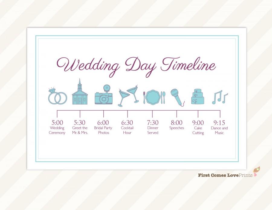 زفاف - Wedding Day Timeline Card ~ Itinerary for Guests ~ Big Day Schedule ~ Printable File ~ Customize with Events and Times ~ Choose Any Colors