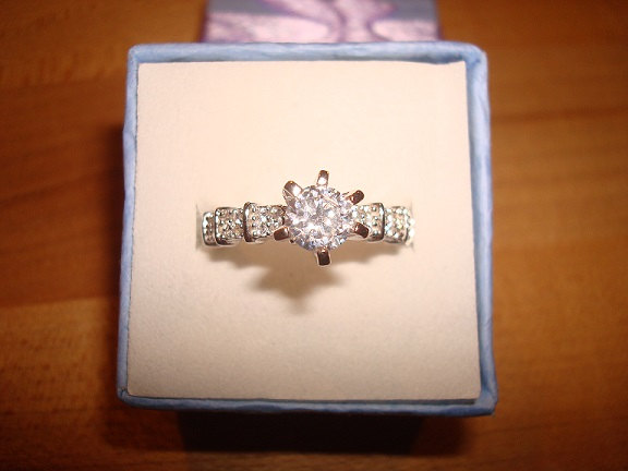 زفاف - Diamond Cut White Sapphire 925 Sterling Silver Engagement Ring Size 5.75