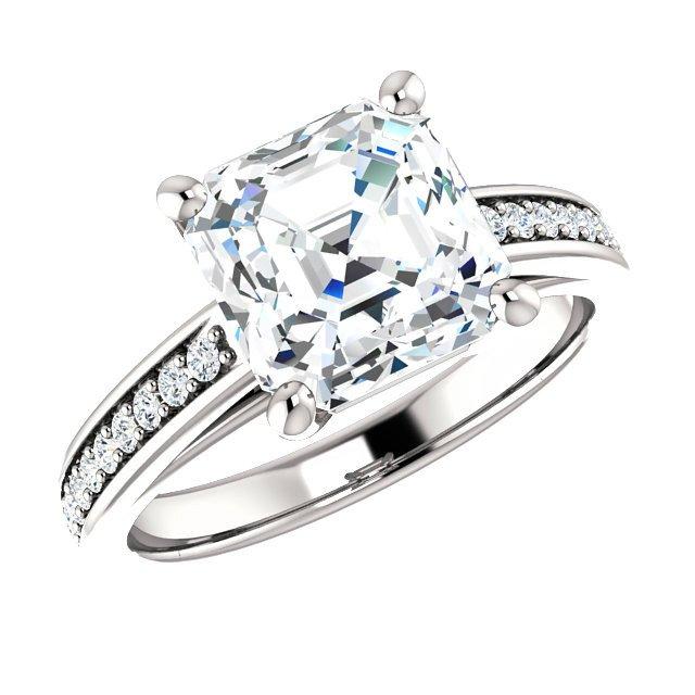 Wedding - Cyber Monday Engagement Ring Deals 2016 8mm Asscher Cut Forever One Moissanite & Diamond Ring