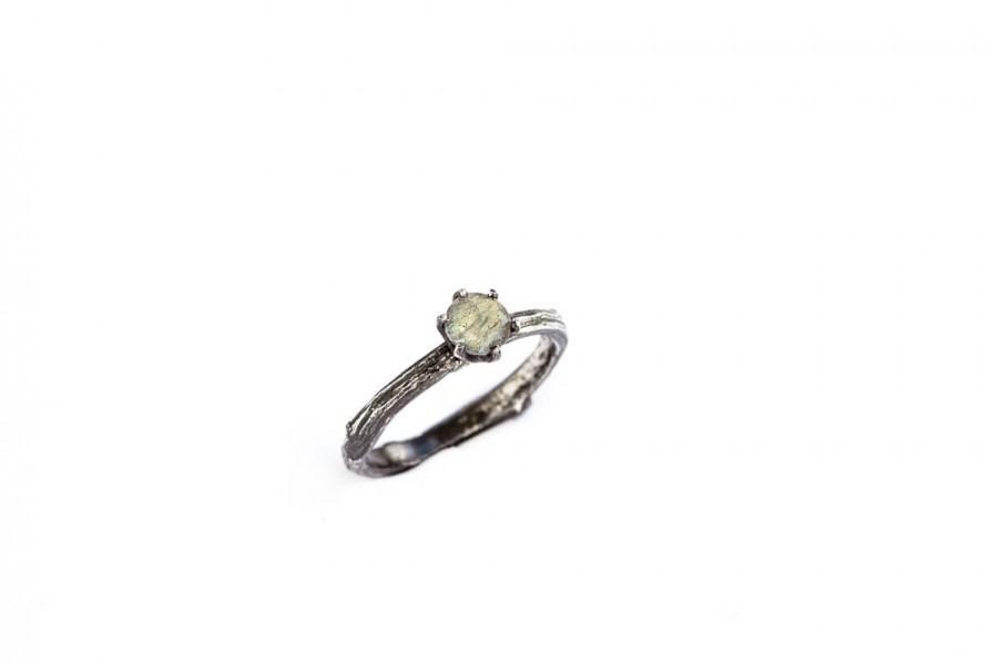 Wedding - Labradorite sterling silver twig engagement ring, twig ring, nature ring