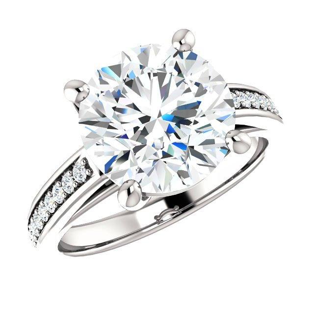 Свадьба - 10mm Forever One Moissanite & Diamond Engagement Ring 14k 18k or Platinum, Moissanite Bridal Wedding Gifts for Christmas