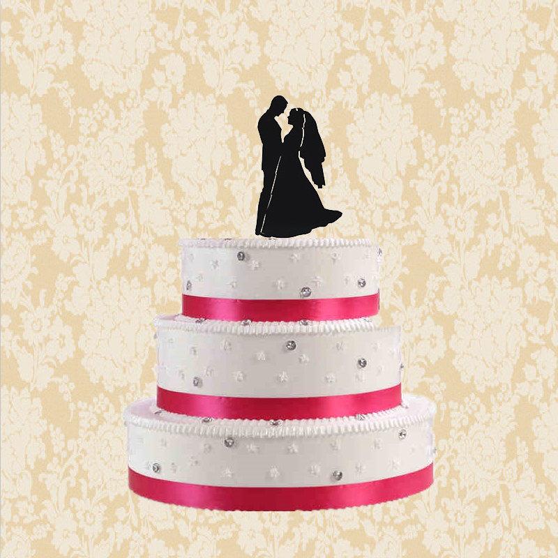 Mariage - Modern cake topper wedding-bride and groom hug cake topper-funny silhouette cake topper for wedding-rustic cake topper-unqiue toppers